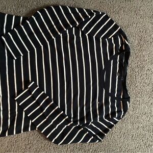 Tommy Hilfiger Black and White Striped Long Sleeve Top